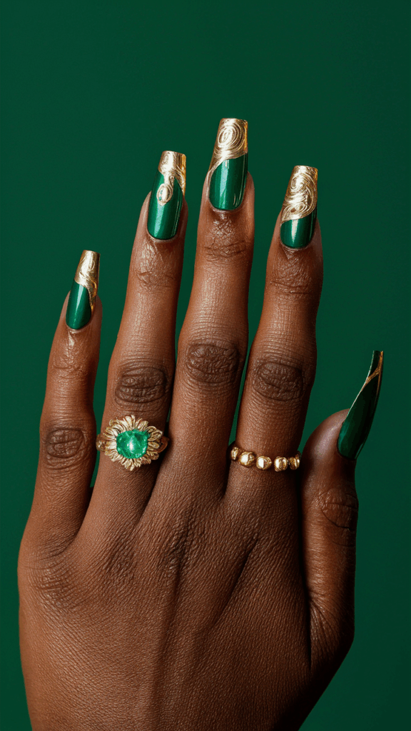 Dubai Inspired Nails. Gold and Gemstone Inspired Nails – Dubai Luxury Style

Dubai is often described as the city of gold, the home of extravagance