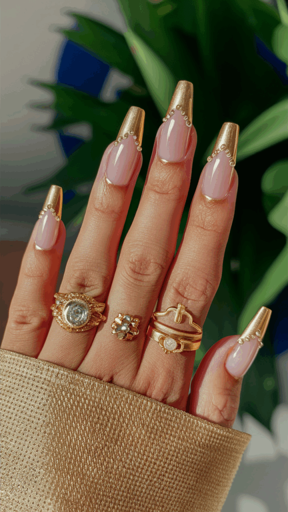 Dubai Inspired Nails. Gold and Gemstone Inspired Nails – Dubai Luxury Style

Dubai is often described as the city of gold, the home of extravagance