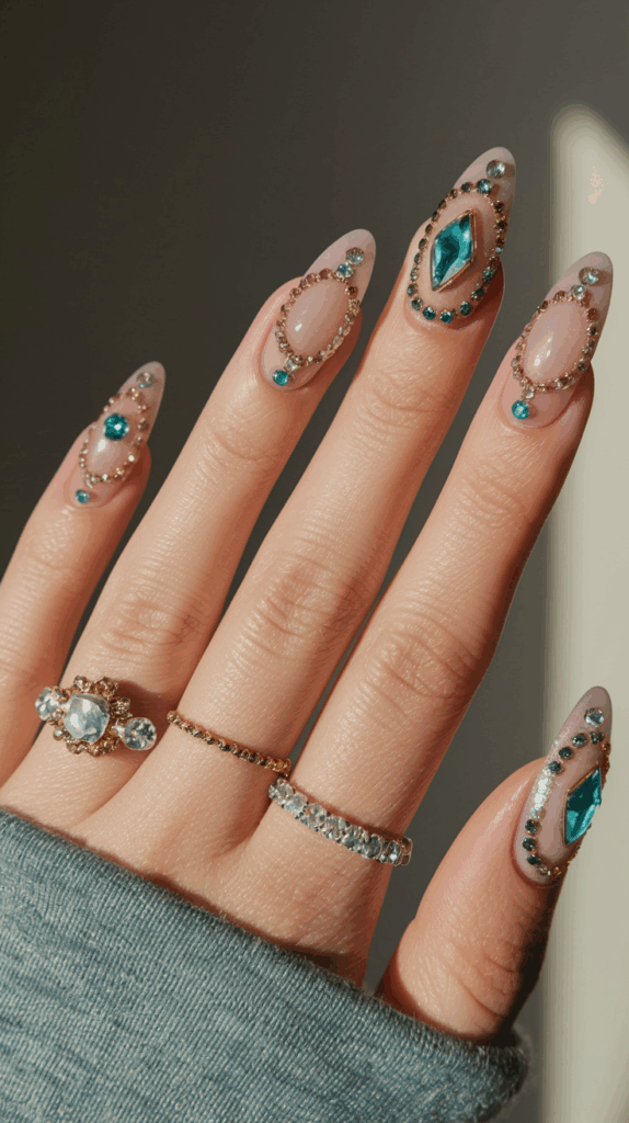 Dubai Inspired Nails. Gold and Gemstone Inspired Nails – Dubai Luxury Style

Dubai is often described as the city of gold, the home of extravagance