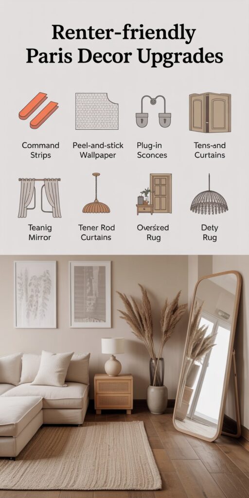 Paris Apartment Aesthetic Home Decor. How to Get the Look (Renter-Friendly) kind of calm you feel when you step into a true Paris apartment.