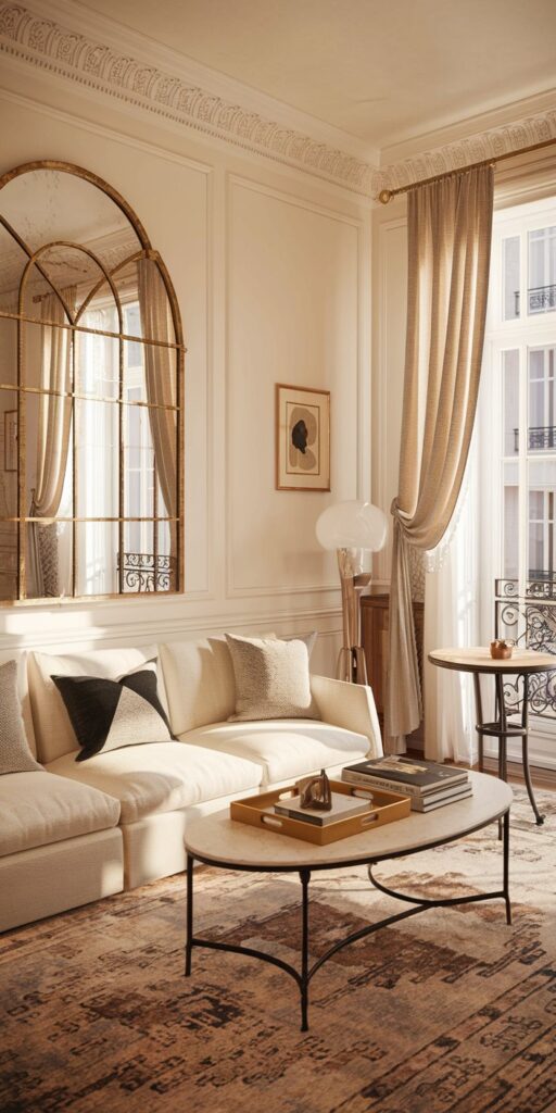Paris Apartment Aesthetic Home Decor. How to Get the Look (Renter-Friendly) kind of calm you feel when you step into a true Paris apartment.