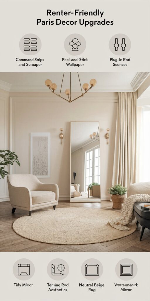 Paris Apartment Aesthetic Home Decor. How to Get the Look (Renter-Friendly) kind of calm you feel when you step into a true Paris apartment.