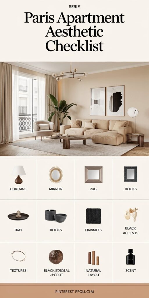 Paris Apartment Aesthetic Home Decor. How to Get the Look (Renter-Friendly) kind of calm you feel when you step into a true Paris apartment.